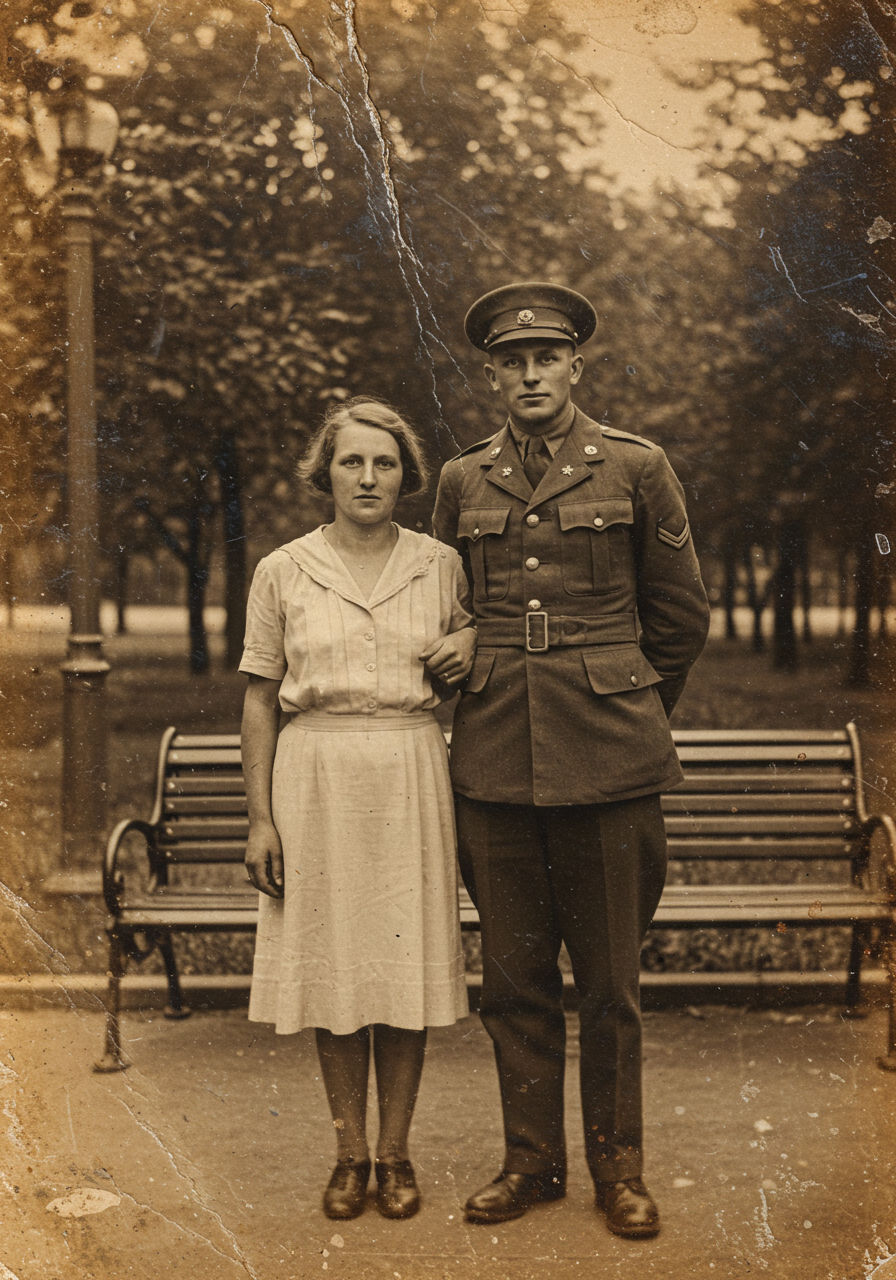 Restored vintage photo - before